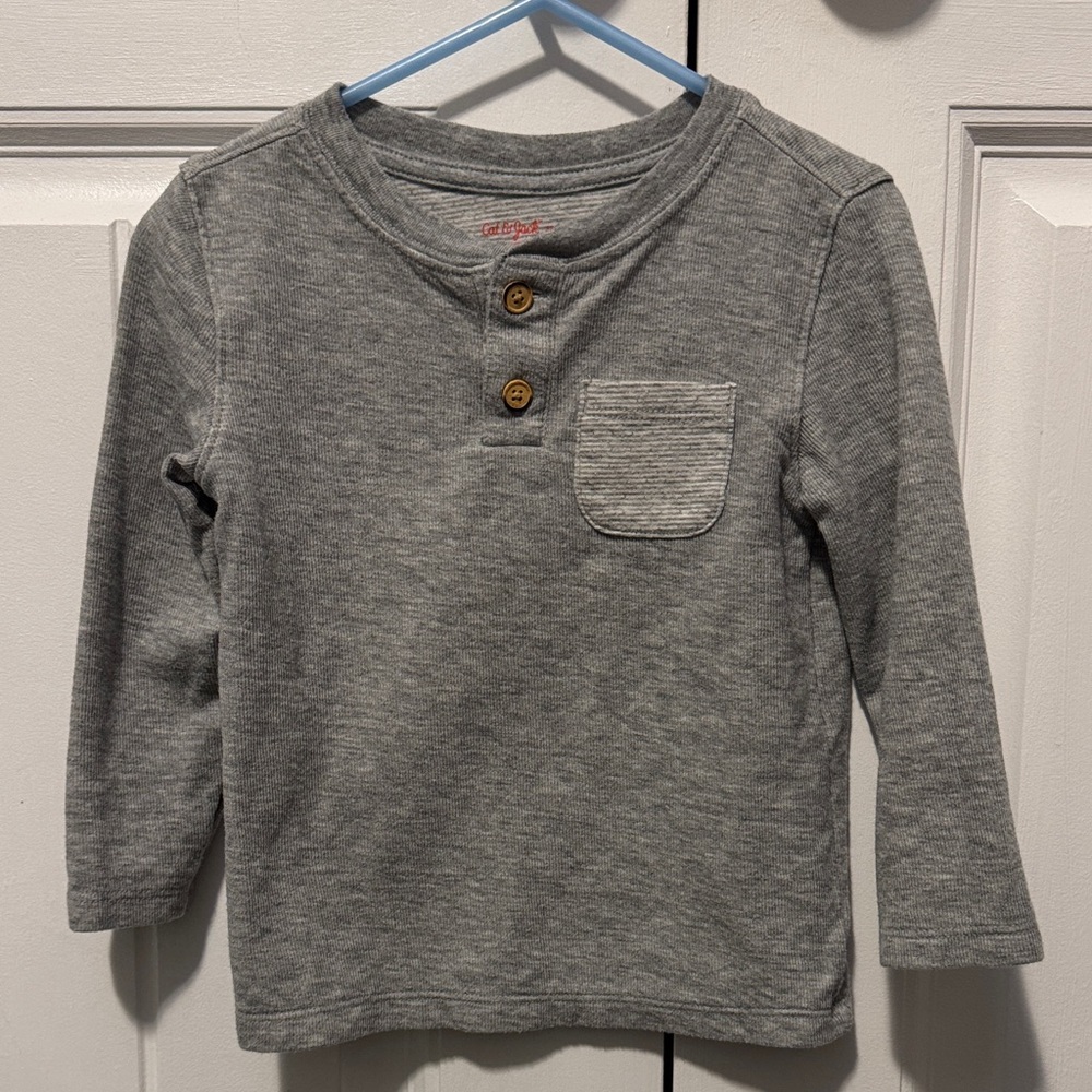 Cat & Jack Heather Gray Long Sleeve Tee with Buttons